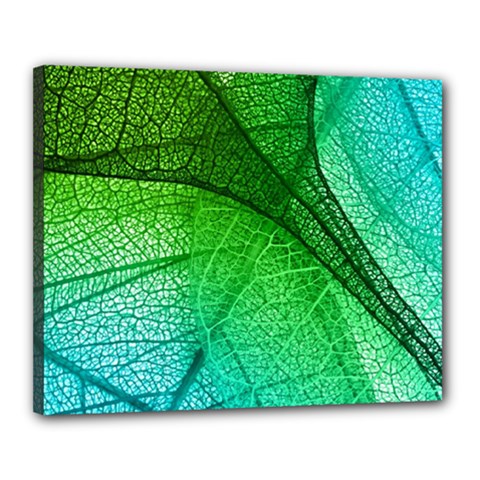 3d Leaves Texture Sheet Blue Green Canvas 20  X 16  (stretched)