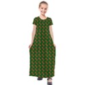 Kawaii Pumpkin Patt Green Kids  Short Sleeve Maxi Dress View1