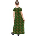 Kawaii Pumpkin Patt Green Kids  Short Sleeve Maxi Dress View2