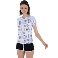 Pattern Seamless Texture Sewing Back Circle Cutout Sports T-shirt