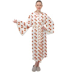 Kawaii Pumpkin Patt White Maxi Velvet Kimono