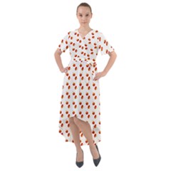 Kawaii Pumpkin Patt White Front Wrap High Low Dress