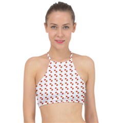 Kawaii Pumpkin Patt White Halter Bikini Top