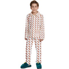 Kawaii Pumpkin Patt White Kids  Long Sleeve Velvet Pajamas Set