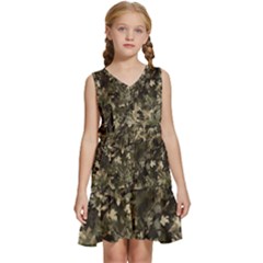 Camouflage Army Survival Uniform Kids  Sleeveless Tiered Mini Dress