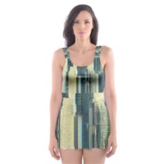 Texture Abstract Buildings Skater Dress Swimsuit