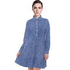 Blue Denim Long Sleeve Chiffon Shirt Dress