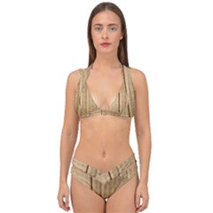 Brown Cardboard Texture Macro, Cardboard, Cardboard Double Strap Halter Bikini Set