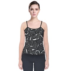 Cryptic Creature Pattern  Velvet Spaghetti Strap Top