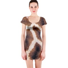 Giraffe Skin Texture Short Sleeve Bodycon Dress