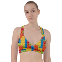 Lego Bricks, Colorful Dots Background Sweetheart Sports Bra