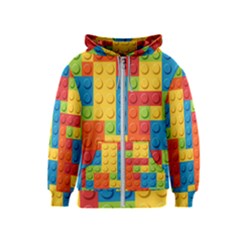 Lego Bricks, Colorful Dots Background Kids  Zipper Hoodie