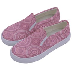 Pink Retro Texture With Circles, Retro Circles Background, Kids  Canvas Slip Ons