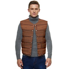 Seamless Wooden Planks Brown Wooden Background Men s Button Up Puffer Vest	