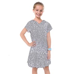 Silver Glitter Texture, Light Creative Background Kids  Drop Waist Dress