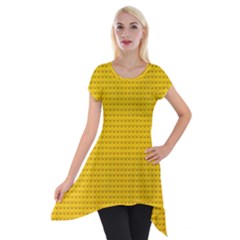 Yellow Lego Texture, Macro, Yellow Dots Background Short Sleeve Side Drop Tunic