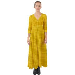 Yellow Lego Texture, Macro, Yellow Dots Background Button Up Boho Maxi Dress