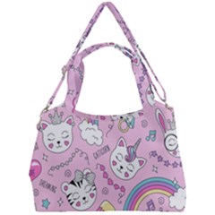 Beautiful Cute Animals Pattern Pink Double Compartment Shoulder Bag