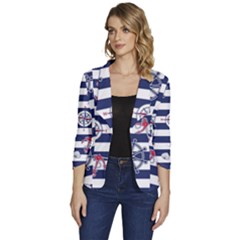 Seamless Marine Pattern Women s One-button 3/4 Sleeve Short Jacket