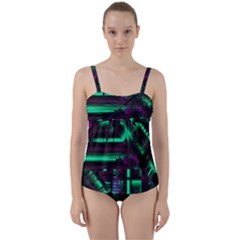 Beamed Twist Front Tankini Set