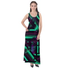 Beamed Sleeveless Velour Maxi Dress