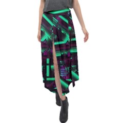 Beamed Velour Split Maxi Skirt by MRNStudios