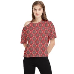 Illustrations Ajrak Abstract Design Pattern One Shoulder Cut Out T-shirt