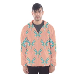 Turquoise Dragonfly Insect Paper Men s Hooded Windbreaker