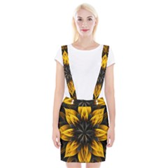 Yellow Flower Pattern Leaves Braces Suspender Skirt