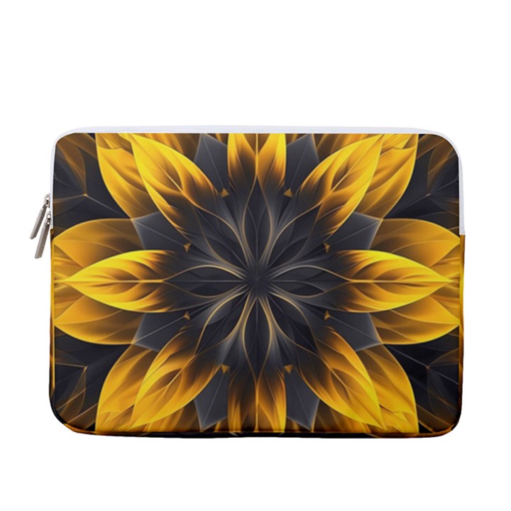 Yellow Flower Pattern Leaves 13  Vertical Laptop Sleeve Case With Pocket