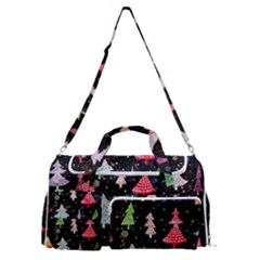 Fun Christmas Trees Adoxali Scandinavian Artistic Background Pattern Sports Gym Duffle Bag With Shoe Compartment by Maspions