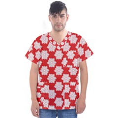 Christmas Snowflakes Background Pattern Men s V-neck Scrub Top