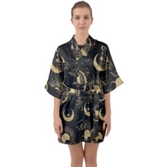 Star Colorful Christmas Abstract Half Sleeve Satin Kimono 