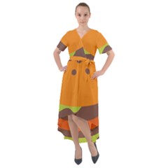 Hamburger Front Wrap High Low Dress