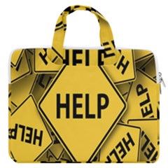 Caution Road Sign Help Cross Yellow Macbook Pro 15  Double Pocket Laptop Bag 