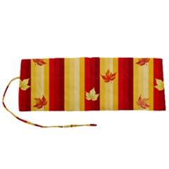 Autumn Fall Leaves Vertical Roll Up Canvas Pencil Holder (s)