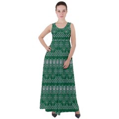 Christmas Knit Digital Empire Waist Velour Maxi Dress