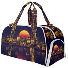 Abstract City Retro Sunset Night Burner Gym Duffle Bag