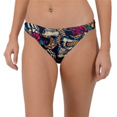 Vintage Art Tattoos Colorful Seamless Pattern Band Bikini Bottoms