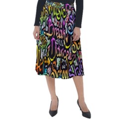 Graffiti Word Seamless Pattern Classic Velour Midi Skirt 