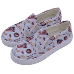 Coffee Mania Caffeine Kids  Canvas Slip Ons