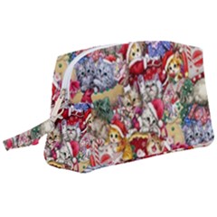 Pattern Kitten Christmas Wristlet Pouch Bag (large)