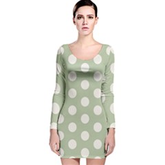 Polk Dots Seamless Pattern Long Sleeve Velvet Bodycon Dress