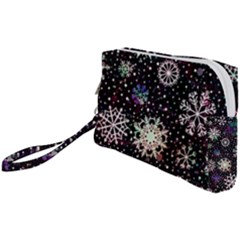 Shiny Winter Snowflake Abstract Christmas Cold Crystal December Wristlet Pouch Bag (small)