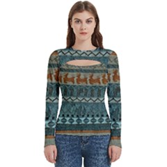 Holmes Christmas Jumper On Blueish Acrylic Women s Cut Out Long Sleeve T-shirt