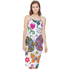 Butterflies, Abstract, Colorful, Floral, Flowers Bodycon Cross Back Summer Dress