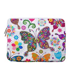 Butterflies, Abstract, Colorful, Floral, Flowers 13  Vertical Laptop Sleeve Case With Pocket by kyorashop23