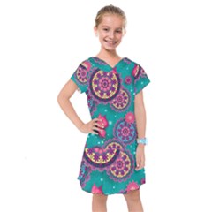 Floral Pattern, Abstract, Colorful, Flow Kids  Drop Waist Dress