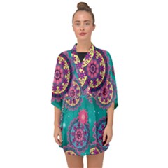 Floral Pattern, Abstract, Colorful, Flow Half Sleeve Chiffon Kimono