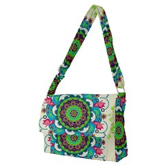 Mandala Flowers, Abstract, Butterflies, Floral, Pattern Full Print Messenger Bag (m)